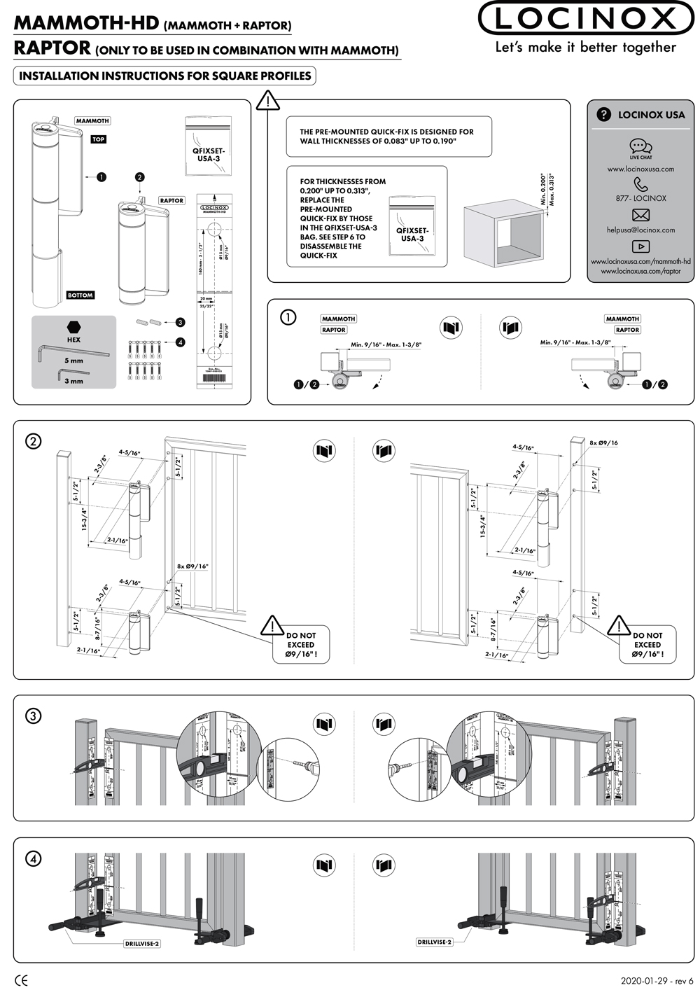 Installation Instructions for the Locinox MAMMOTH-HD Hydraulic Gate Closer/Hinges
